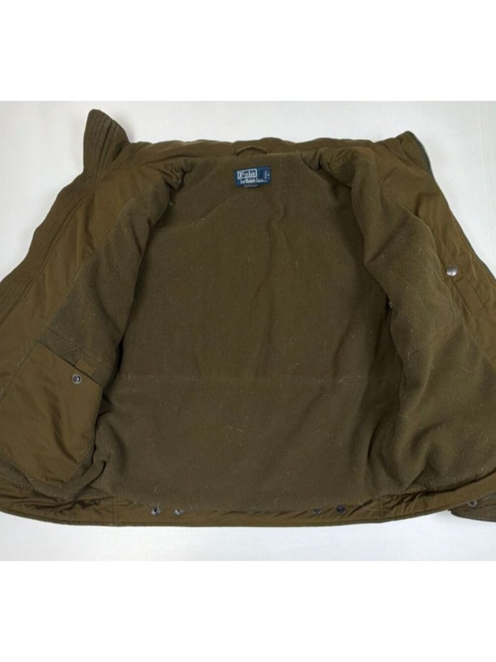Polo Ralph Lauren Men Medium Olive Green Fleece Lined Full Zip Harrington Jacket - Picture 10 of 11